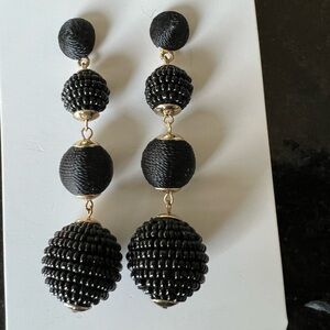J.Crew black triple-drop beaded and thread-wrapped statement earring